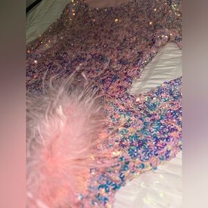Pink fluorescent fashion nova sequin dress! Worn once!